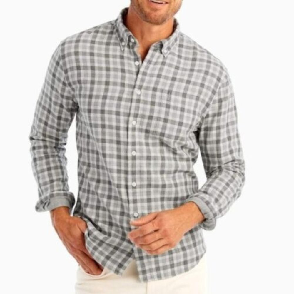 NWT Johnnie O Men's Nelson Checked Button Down Shirt Nelson LS Stormfront